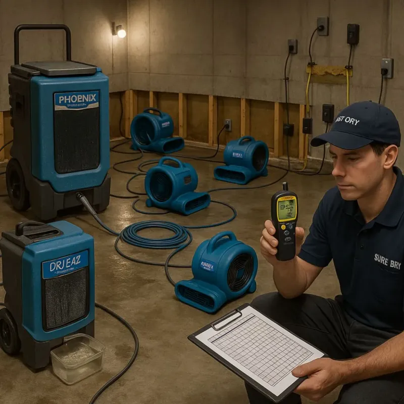 Structural Drying and Dehumidification process in Boronda, CA